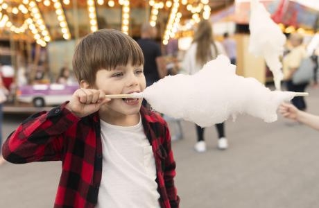 boy enjoying cotton candy