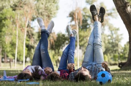 parents child spending time outdoors together