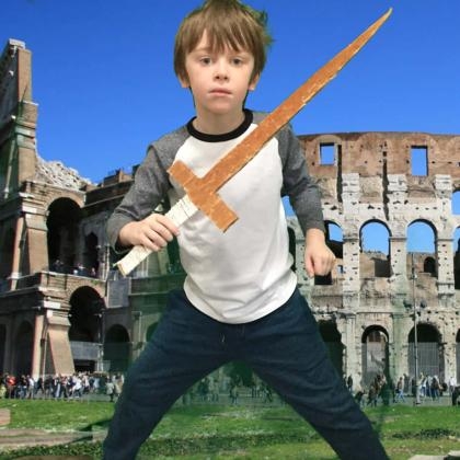 Young person using green screen