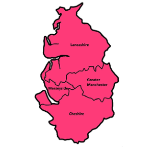 Map image of the North West of the UK